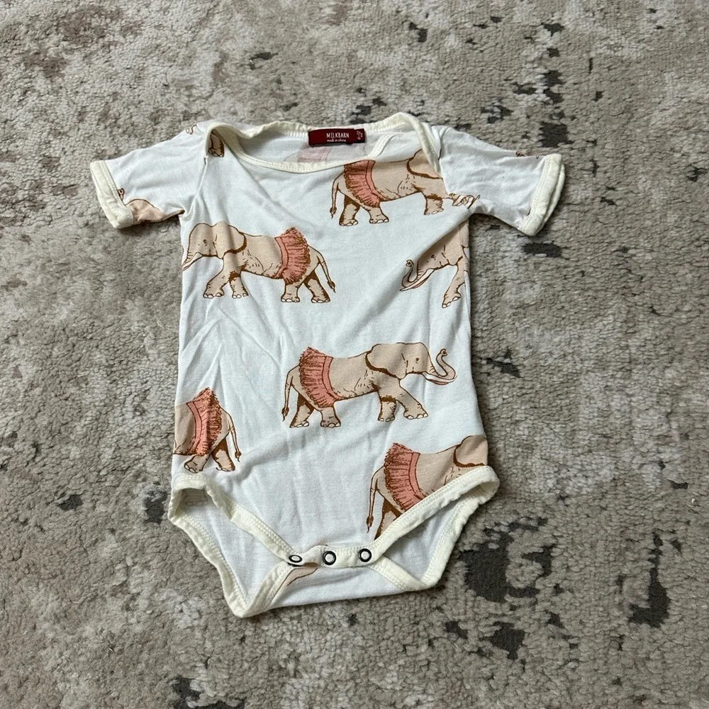 Milkbarn Baby Girl Elephant Onesie Size 6-12 Months